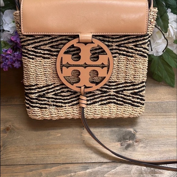 Tory Burch Miller stripe straw crossbody with dust bag - Picture 5 of 12